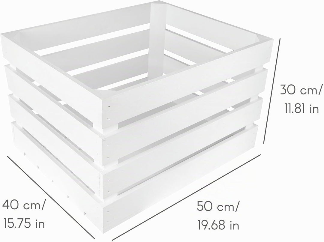 Creative Deco 3 x Grosse Holzkiste Weiss | 50 x 40 x 30 cm | Weinkisten Set Obstkiste Holz | Geschli