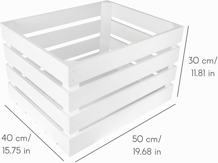Creative Deco 3 x Grosse Holzkiste Weiss | 50 x 40 x 30 cm | Weinkisten Set Obstkiste Holz | Geschli