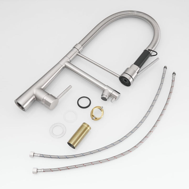 TIMACO Grosser Küchenarmatur mit Spiralfeder,22,36in, 360° Schwenkbare Spültischarmaturen mit Zwei A