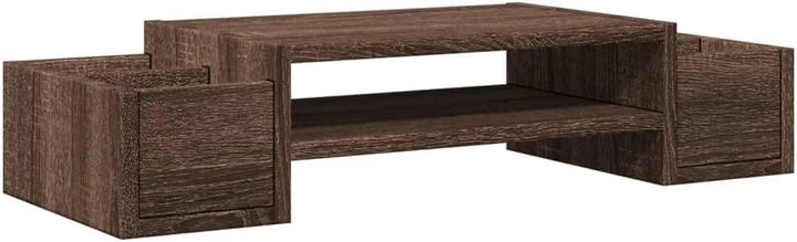 Monitorständer mit 4 Fächern, Holzwerkstoff, Eichen-Optik
