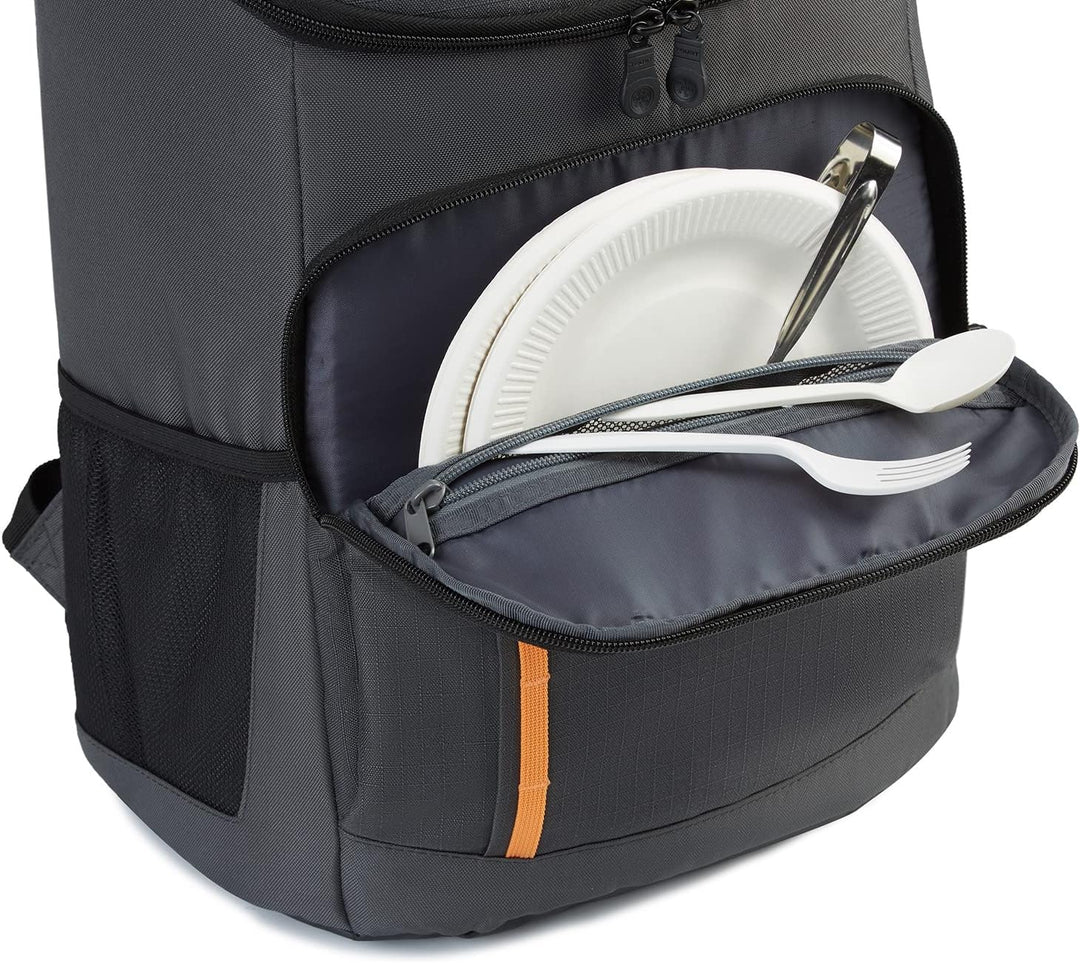 TOURIT Kühlrucksack Leichter Rucksack 28L mit Flaschenöffner Hält 30 Dosen Dunkelgrau, Dunkelgrau
