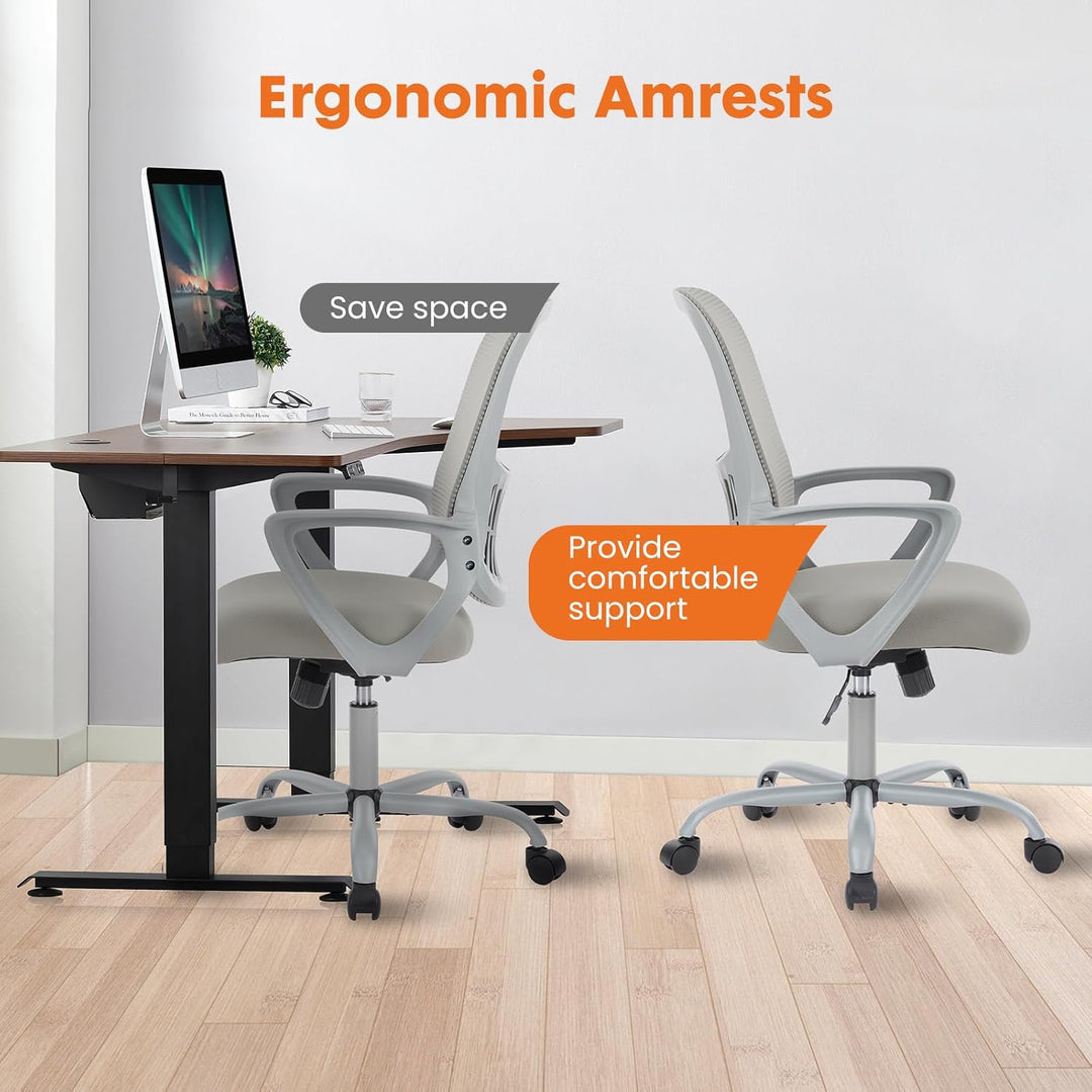 Sweetcrispy Bürostuhl Ergonomisch, Schreibtischstuhl mit Lendenwirbelstütze, Verstellbaren Armlehnen