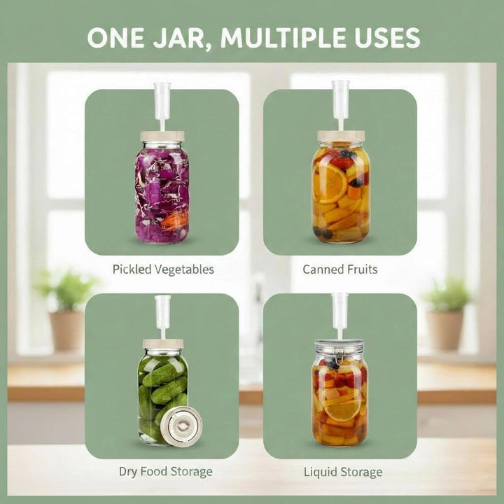 Fermentierglas,Kimchi-Behälter,2er-Pack Gärgläser (2L) mit Gärverschluss und Datumsanzeige,Für Sauer