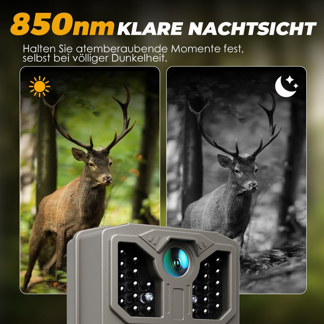 CEYOMUR Wildkamera 20MP 1080P, 850nm IR LEDs Wildkamera mit Bewegungsmelder Nachtsicht, Wildtierkame