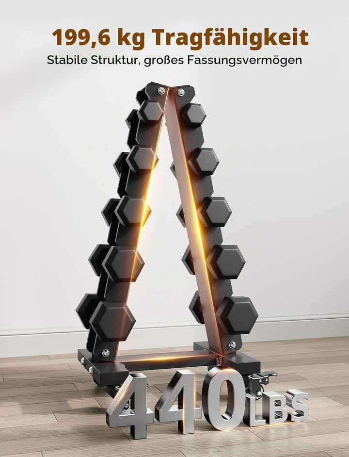 YOLEO Schwerlast-Hantelständer mit Rollen – Verstellbares Gewichtsregal, 500kg Tragfähigkeit, platzs