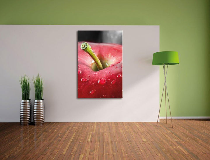 Pixxprint knackiger Apfel mit Wassertropfen als Leinwandbild/Grösse: 100x70 cm/Wandbild/Kunstdruck/f