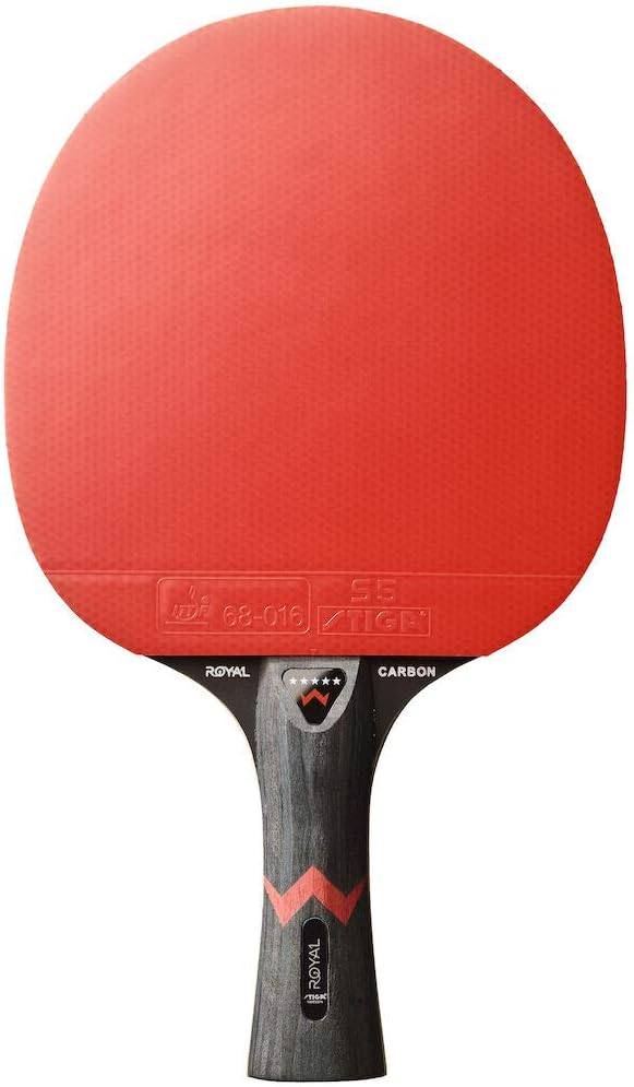 STIGA Royal 5 Sterne Tischtennis Schläger Pro Carbon, Schwarz/Rot Bundle mit Schlägerhülle-80502, Bu