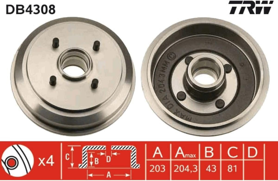 TRW Automotive AfterMarket DB4308 Bremstrommel