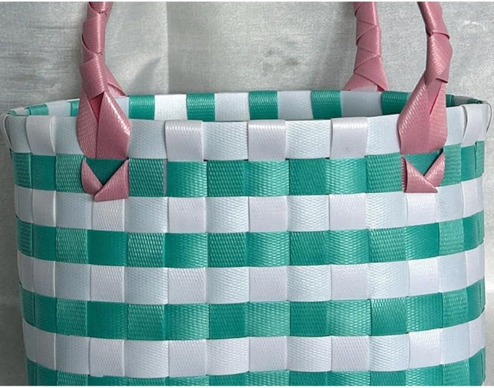 Einkaufstasche Shopper Geflochten Strandkorb Vielseitiger Aufbewahrungskorb | Einkaufskorb aus Kunst