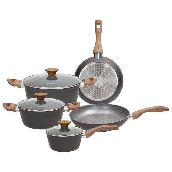 Tognana Great Stone Topf- und Pfannen-Set, 2 Pfannen, 3 Töpfe, 3 transparente Deckel, 8-teilig, Alum