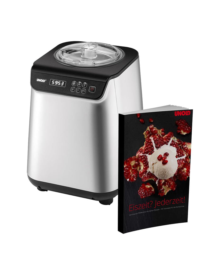 Unold 48925 Eismaschine Uno inkl. Eisbuch mit 101 Rezepten | Speiseeisbereiter 1,2 L, vollautomatisc