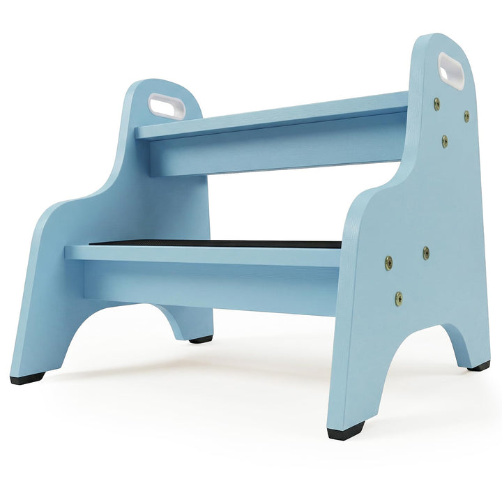 Tritthocker Kinder aus Holz – extra stabil & rutschfest, Anti-Rutsch Stufen, sichere Rundkanten, Fes