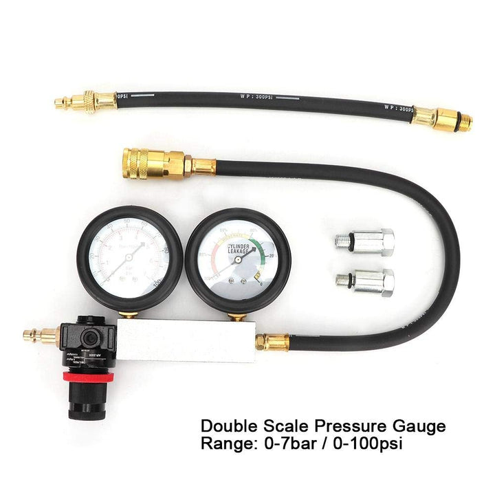 Suuonee Cylinder Leak Tester, Cylinder Leak Tester Doppelmanometer Kompressionsleckdetektor Kit 0-7b