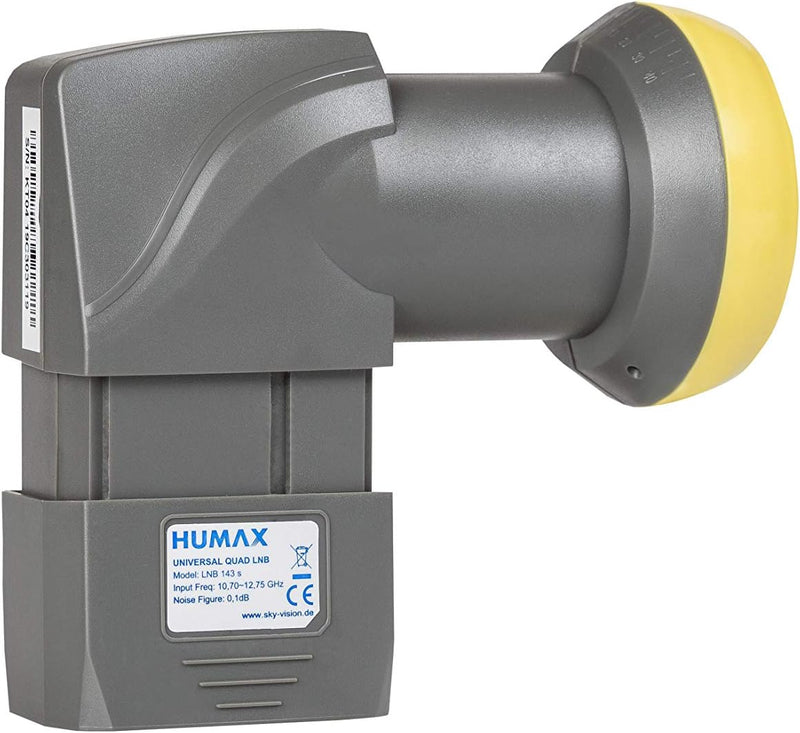 HUMAX Digital LNB 143s-B Quad Switch (Quad LNB, 4 Ausgänge, Wetterschutz, eingebauter Multischalter,