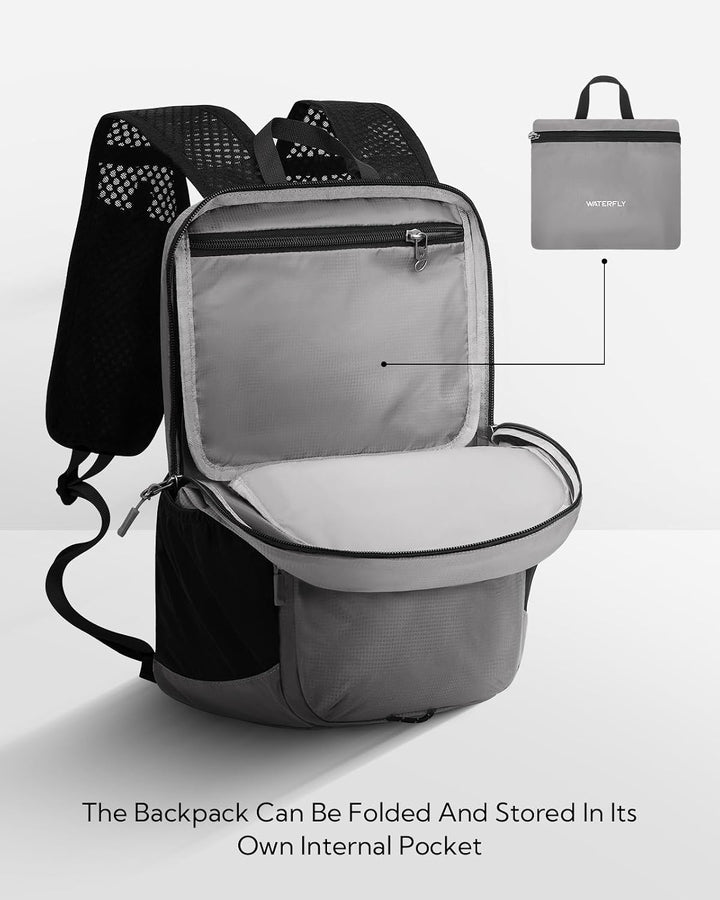 WATERFLY Faltbarer Rucksack Klein Ultraleicht: 15L Wanderrucksack Leicht Tagesrucksack Packable Dayp