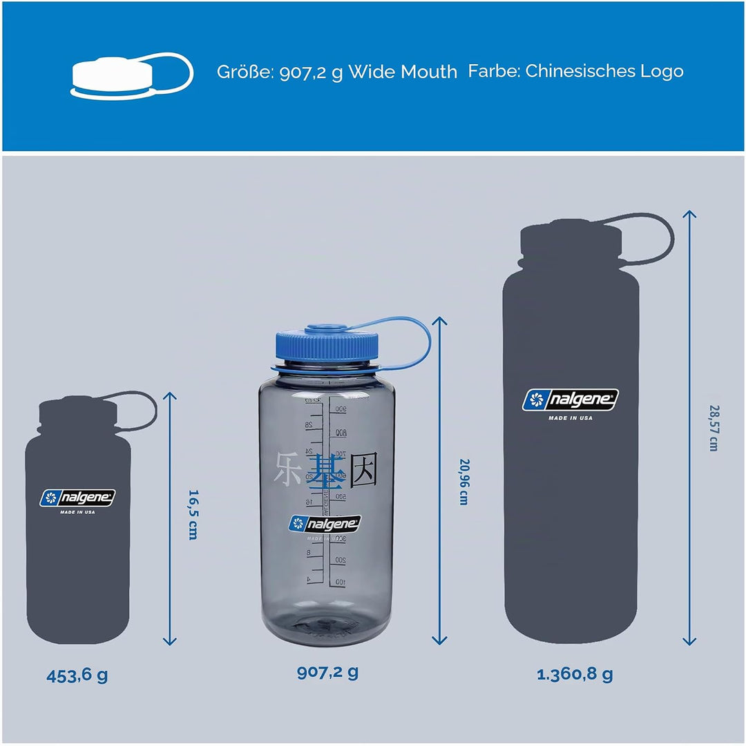 Nalgene WH Sustain Trinkflaschen Grau Happy Gene 1 L Grau Happy Gene Wasserflasche, Grau Happy Gene