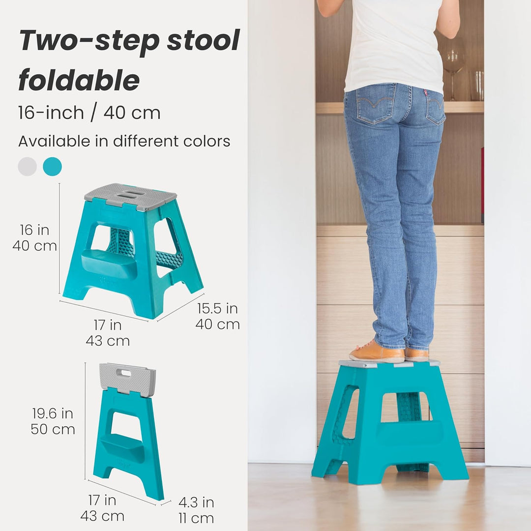 Vigar Kompakte Tritthocker Klappbar für Erwachsene, 40 cm, 2‑Schritt, Klapphocker Faltbar 150 kg rut