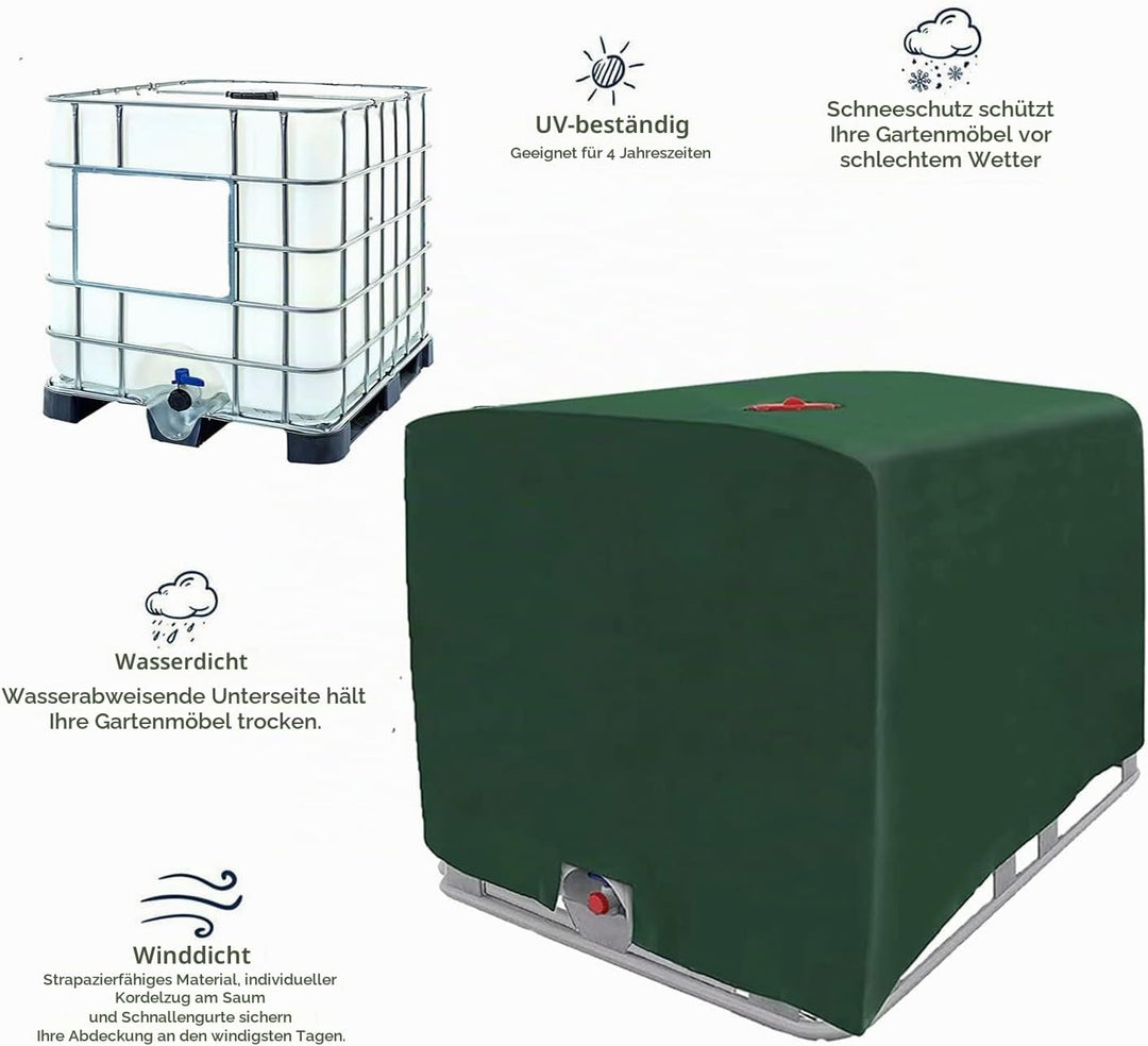 2 Stücke IBC Tank Abdeckung, IBC Grün Container Cover, Grün Abdeckplane für Wassertank 1000L, Abdeck