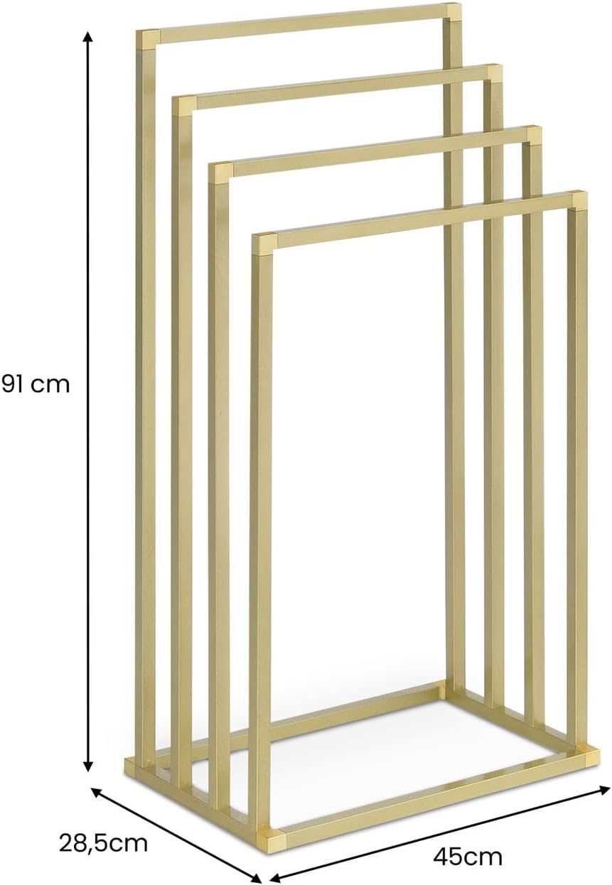 IDIMEX Handtuchhalter Senza freistehend, Gold – moderner Handtuchständer mit 4 Stangen, Metallgestel