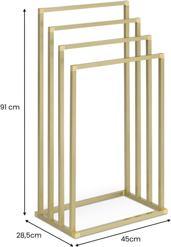 IDIMEX Handtuchhalter Senza freistehend, Gold – moderner Handtuchständer mit 4 Stangen, Metallgestel