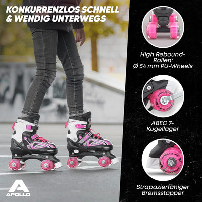 Apollo Super Quad X Pro | verstellbare Rollschuhe für Kinder | komfortable, grössenverstellbare LED