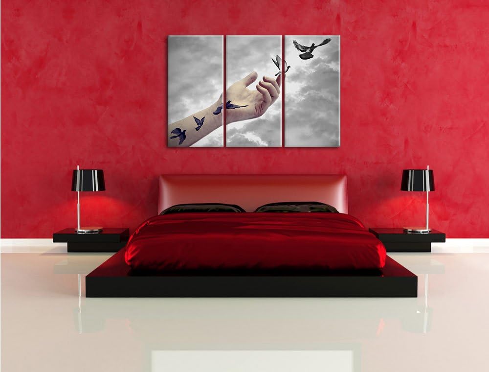 Pixxprint Vögel fliegen in die Freiheit als Leinwandbild/Grösse: 3 Teilig (120x80) cm/Wandbild/Kunst