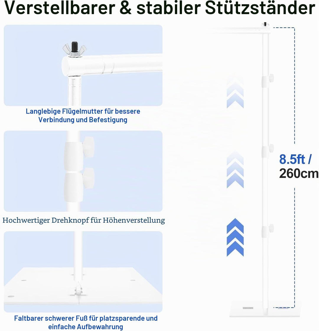 EMART Foto Hintergrund Ständer mit Stahlsockel, 2,6m x 3m Verstellbarer Hintergrundsystem, Hintergru