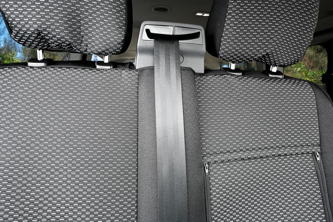 Z4L Sitzbezüge passend für T7 Transporter/Caravelle ab 2025 3 Sitzer - Polyester Schwarz, Grau, LUX
