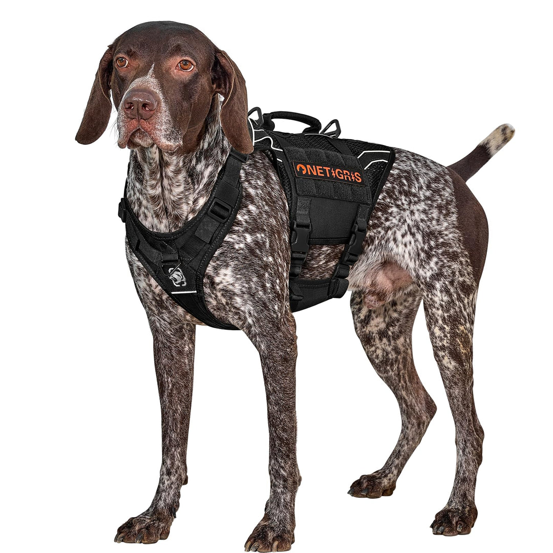 OneTigris Hundegeschirr, AIRE ARMOR Mesh Einstellbar Sicherheitsgeschirr mit 2 Griffe und 3 D-Ringen