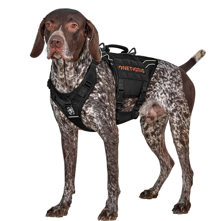 OneTigris Hundegeschirr, AIRE ARMOR Mesh Einstellbar Sicherheitsgeschirr mit 2 Griffe und 3 D-Ringen