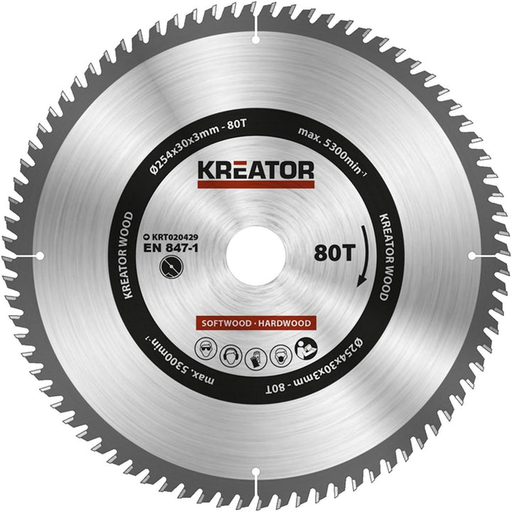 KREATOR Holzsägeblatt 254mm80d KRT020429