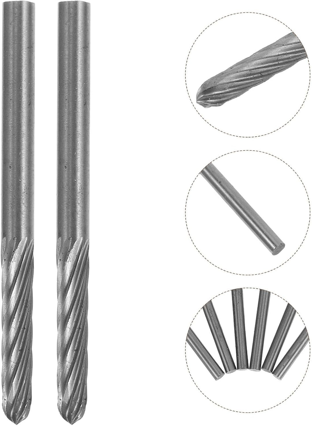 6 Stück Hartmetall Fräser Satz mit 3mm Schaft, Doppelzahn