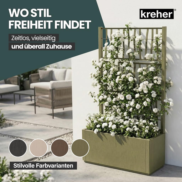 2 x Kreher® XL Rankgitter, Spalier mit Pflanzkasten aus robustem Kunststoff. Masse BxTxH in cm: 80 x