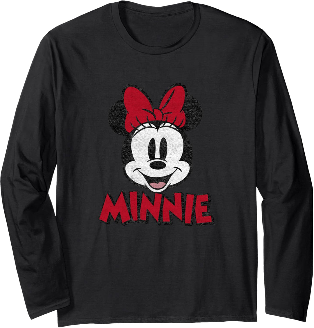 Disney Minnie Mouse Big Red Bow With Name Langarmshirt