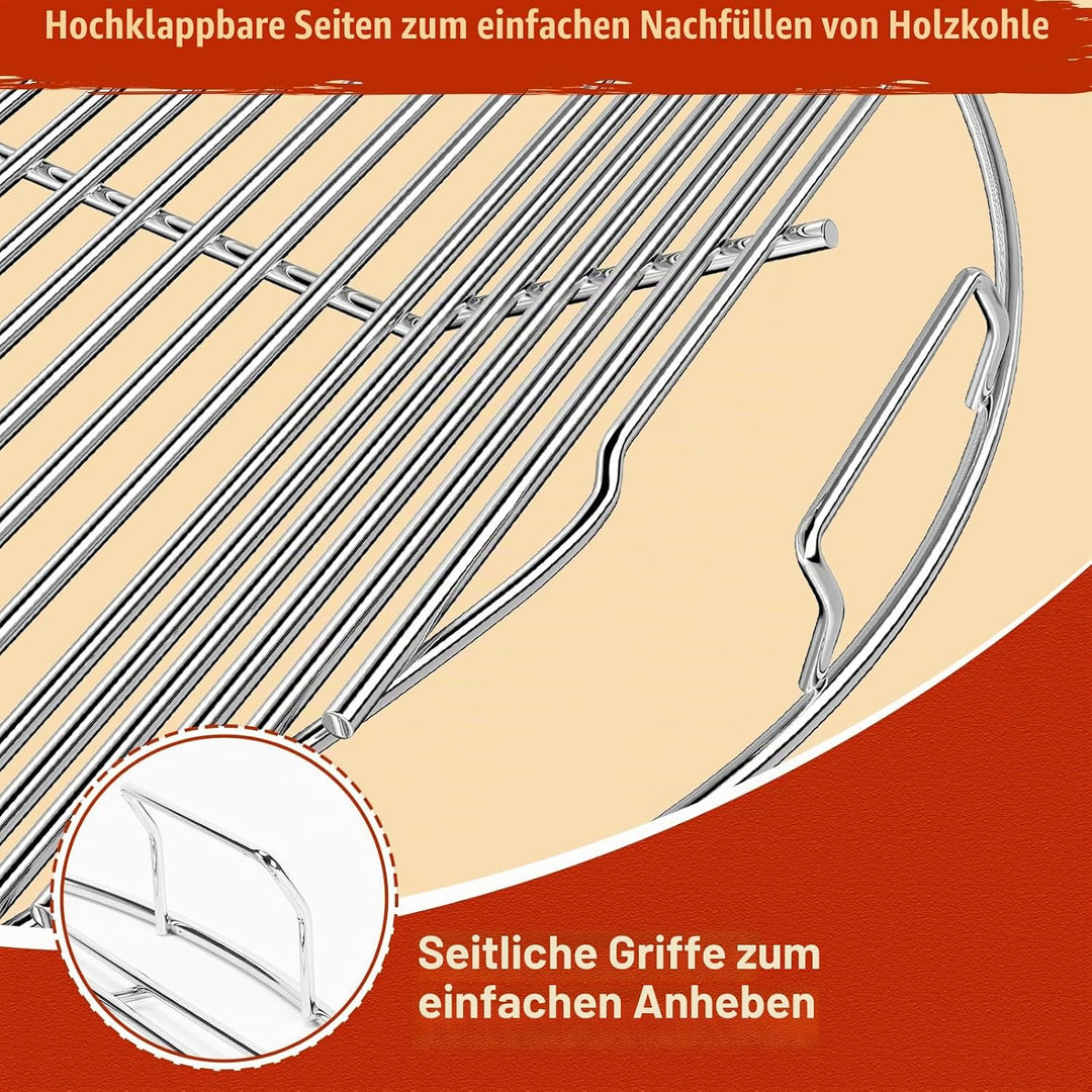 Denmay 54,6cm Grillrost rund Klappbarem 7436 für Weber 57 cm Holzkohlegrill One-Touch Wasserkocher P