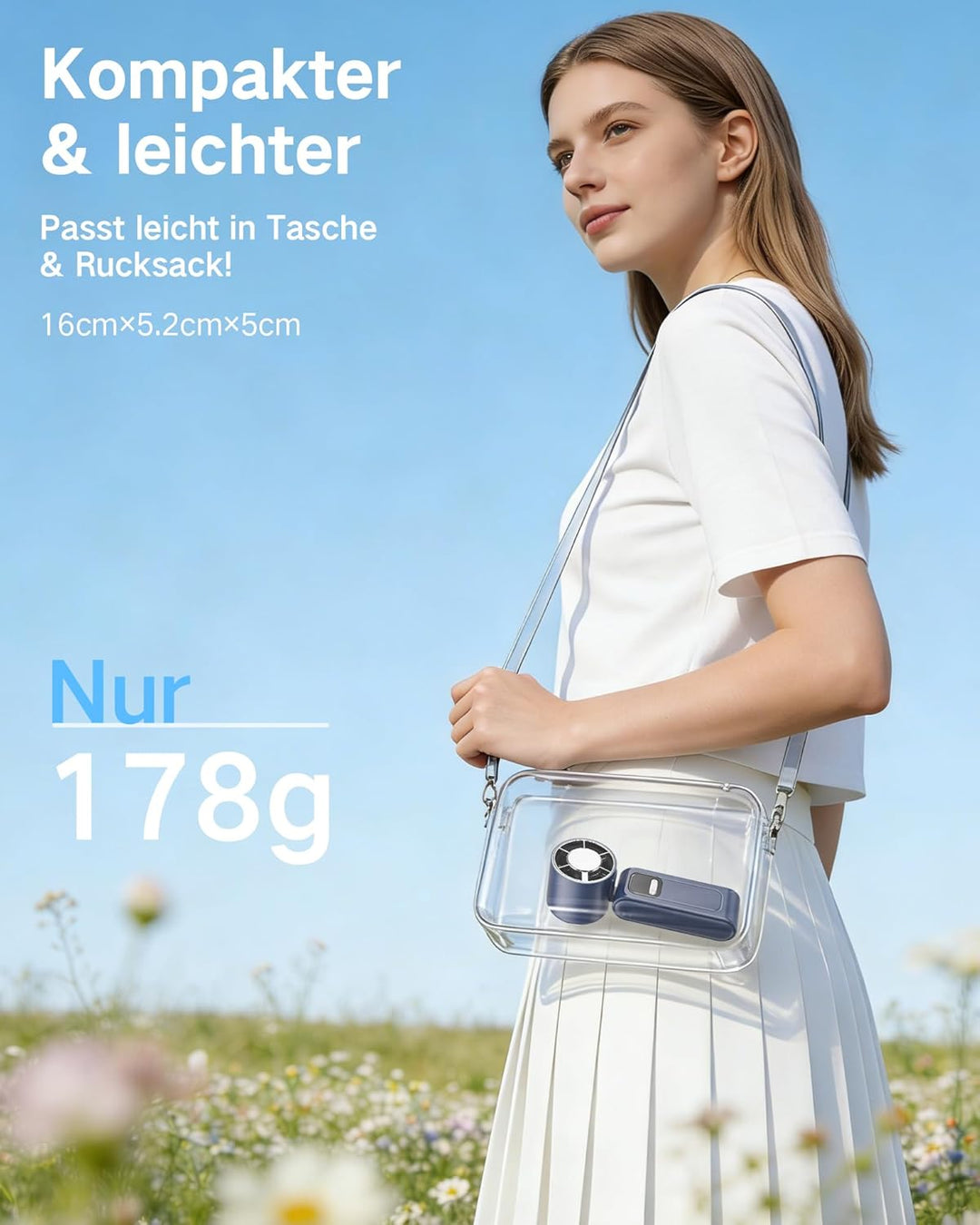 【2026 Neu】 Tragbarer Handventilator 3-in-1, 16000 RPM Super Turbo Ventilator, 5000mAh Akku aufladbar