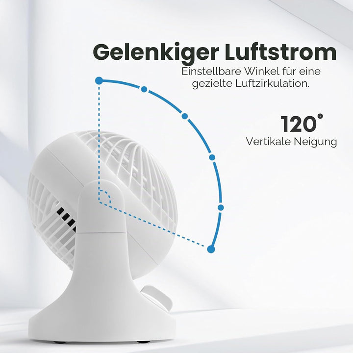 Iris Ohyama Woozoo Kleiner Ventilator, Vertikale Neigung 120°, Leise 28dB, Tragbar, 3 Geschwindigkei