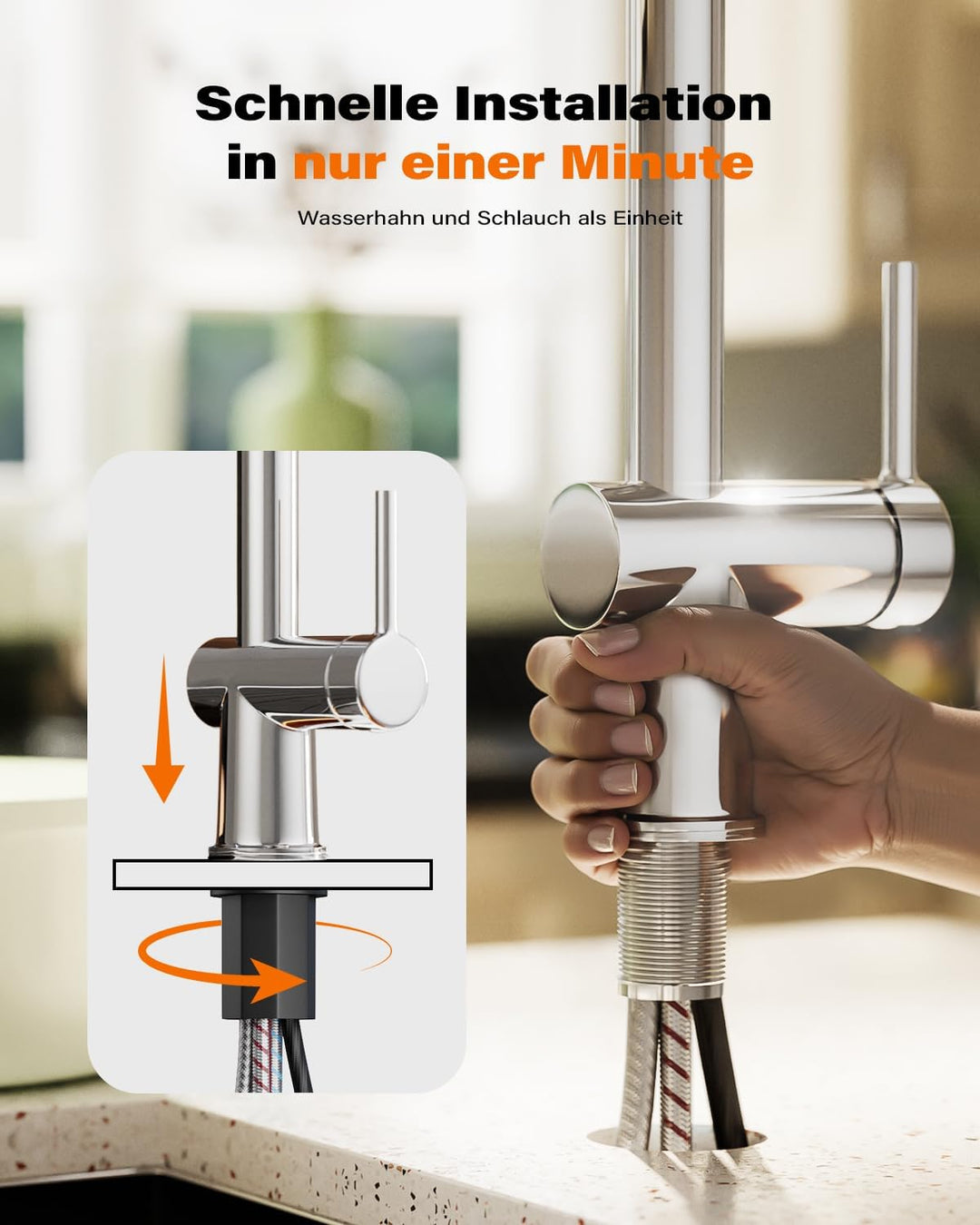 Cobbe Hochdruck Wasserhahn Küche, Küchenarmatur Ausziehbar mit Brause, Spültischarmatur Küche, Armat