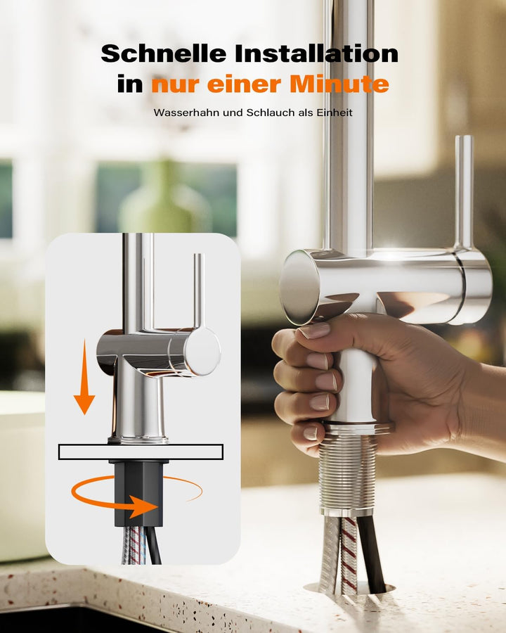 Cobbe Hochdruck Wasserhahn Küche, Küchenarmatur Ausziehbar mit Brause, Spültischarmatur Küche, Armat