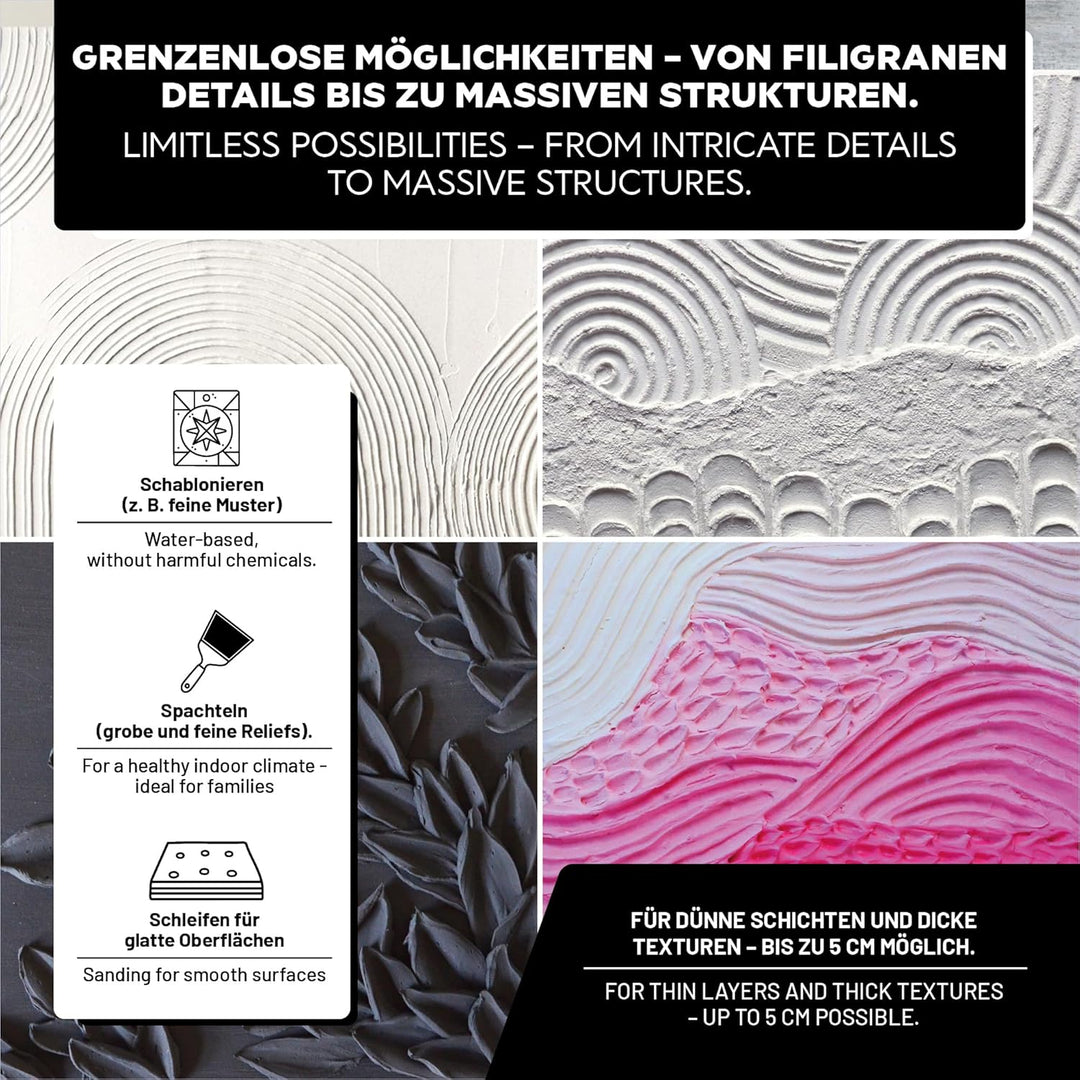LM Strukturpaste fein & grob je 1,7 kg | Texture Paste | Strukturpaste für Acrylmalerei | Strukturpa