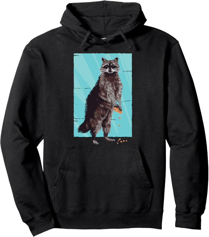 Niedliches Tier-Design mit Waschbär mit gestohlenen Keksen. Pullover Hoodie