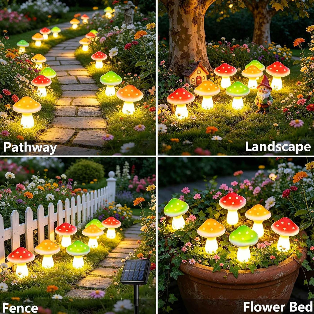 Cozymeow Garten Deko Draussen 6 LED Solar Pilze Deko, 8 Modi Fliegenpilz Wasserdicht solarfiguren fü