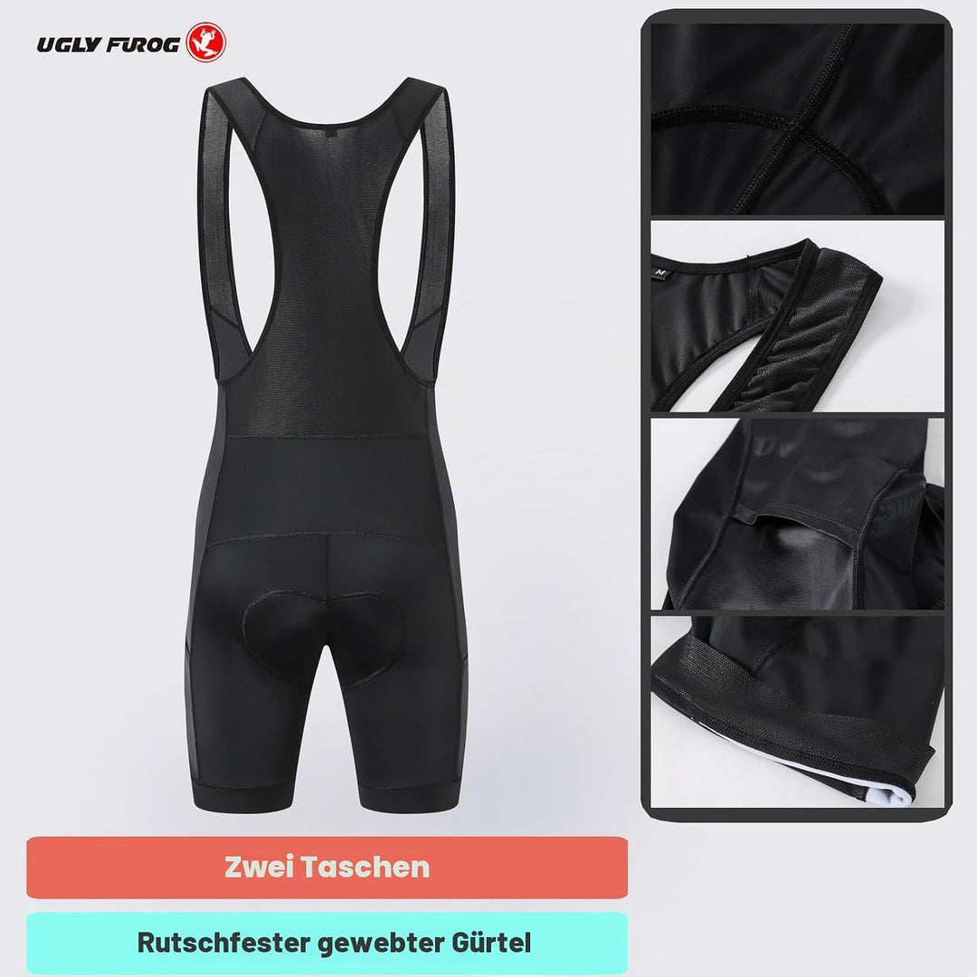 UGLY FROG Trägerhose Fahrrad Herren Fahrradhose Kurz mit Sitzpolster Radhose Kurz Gepolstert mit Pol