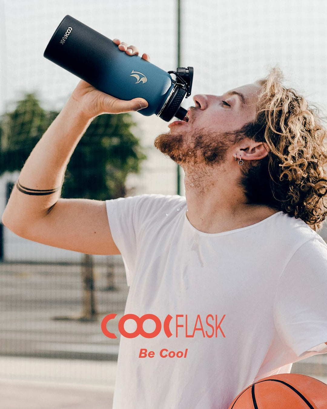 Coolflask 1180ml Isolierte Wasserflasche mit Strohhalm & 3 Deckeln, Metall-Wasserflasche für Sport o