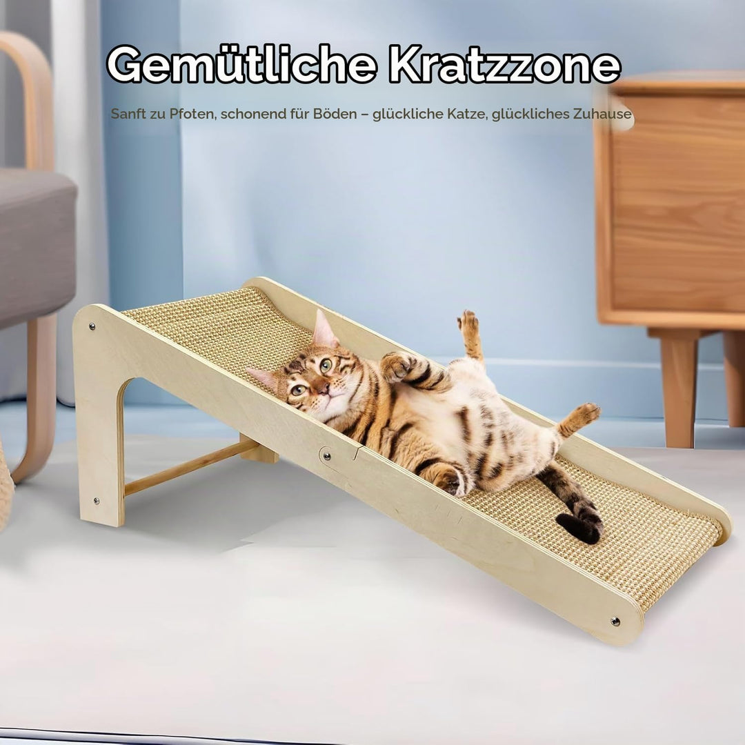 Kratzbrett Katze, 69 cm Hohe L-förmiger Dual-Use Sisal Kratzpadsfür Katzen, Kratzsäule aus Massivhol