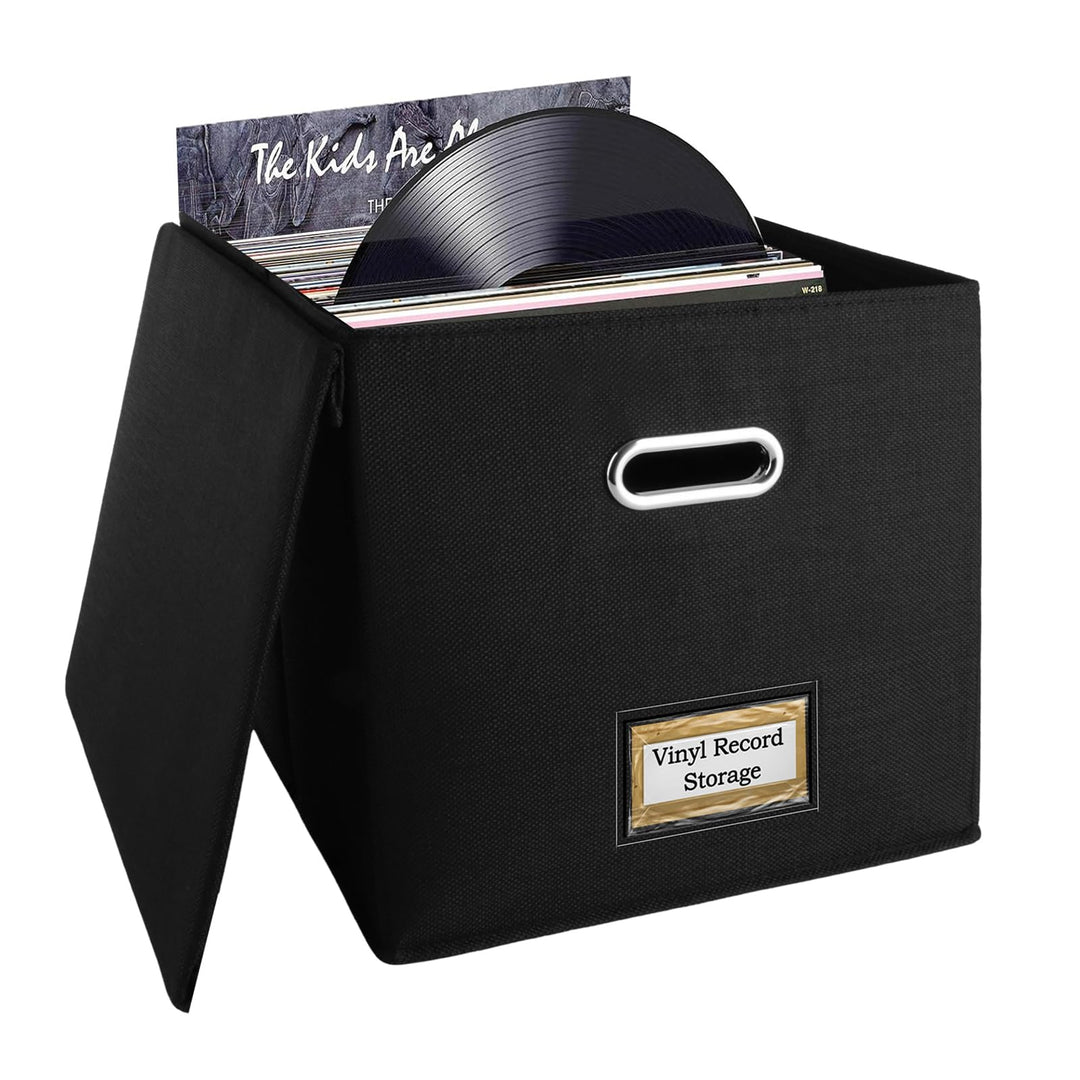 ASelected Vinyl-Schallplatten-Aufbewahrungsbox, 33 x 33 x 33 cm, für bis zu 90 einzelne Schallplatte