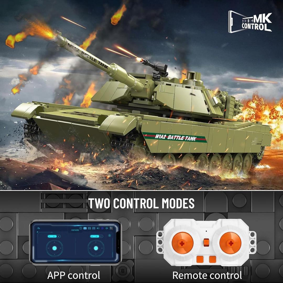 Mould King 20033 Technik M1A2 Panzer Bausteine Modell, Ferngesteuert Tank für Erwachsene und Kinder,