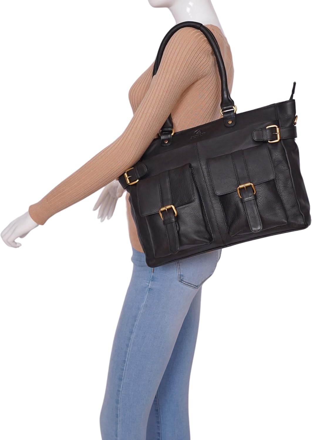 ALMADIH Premium Leder Damentasche Schultertasche Eva - Ledertasche Handtasche Umhängetasche Henkelta