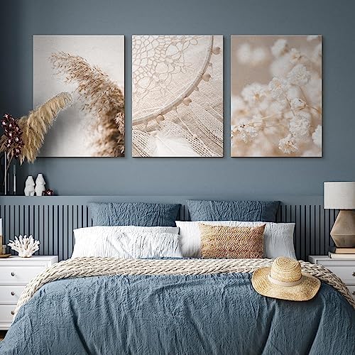 Muralo - Wandbilder Set - Leinwand Bilder Set Aufhängefertig in Boho Stil - das Leinwandbilder Set -