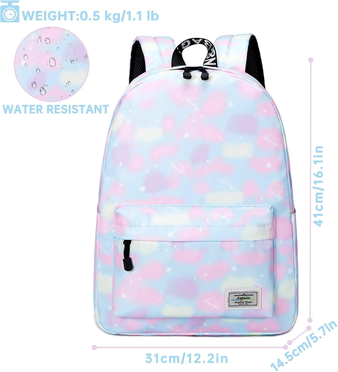 Lohol Leichter Schulrucksack für Mädchen, Kinder-Schulranzen-Rucksack mit Galaxie Aufdruck (Rosa), R